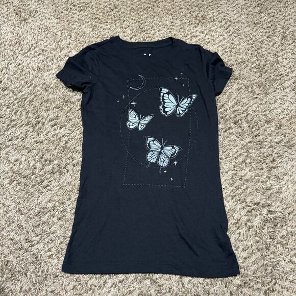 Free State Black Butterfly T Shirt Women Size Xsmall - Picture 1 of 3